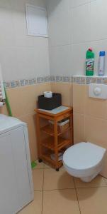 a small bathroom with a toilet and a sink at Apartmány Liptov in Liptovský Mikuláš