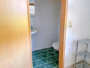 a bathroom with a toilet and a sink at Ferienwohnung Jana in Blankenhagen