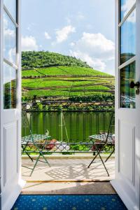 eine offene Tür mit Blick auf einen Weinberg in der Unterkunft The Vintage House - Douro in Pinhão