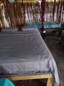 - une chambre avec 2 lits dans une cabane en paille dans l'établissement Gunayar amazing, à Arritupo Número Dos
