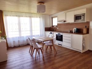 a kitchen with a table and chairs in a room at Apartmán Kollarovi in České Budějovice