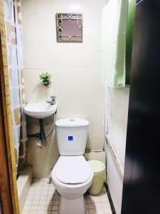 a bathroom with a toilet and a sink at hostal la 18 in Pereira