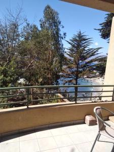 a balcony with a view of the water at Dpto Cau Cau Horcón in Puchuncaví