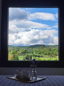 a window with a table with a view of a field at Suite Curry 