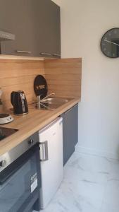 eine Küche mit Spüle und Arbeitsplatte in der Unterkunft Appartement palais de justice in Rouen