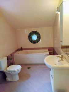 ein Badezimmer mit einer Badewanne, einem WC und einem Waschbecken in der Unterkunft Apartment Sana in Bribir