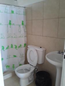 a bathroom with a toilet and a sink at Departamentos el Peregrino in San Luis