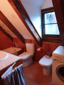 a bathroom with a sink toilet and a window at Acogedor apartamento de montaña con jardín y piscina - VU-HUESCA-23-182 in Benasque