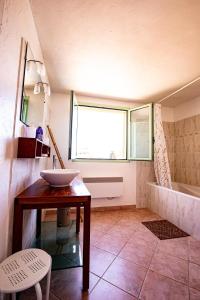 bagno con lavandino e vasca di la maison du Vial a Revest-les-Roches