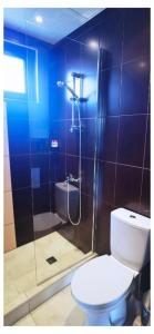 a bathroom with a toilet and a glass shower at Dream Villa in Imperial Heights Villas in Sunny Beach