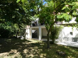 a white building with a tree in the yard at Casa Barone, Castiglione a Casauria (Pescara) in Castiglione a Casauria