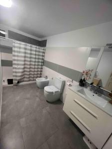 a bathroom with a toilet and a sink at LOFT Surf & Playa El Medano con WIFI Luminoso Ideal con Mascotas in El Médano