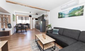 a living room with a couch and a table at Lynx and Fox apartment in Delnice