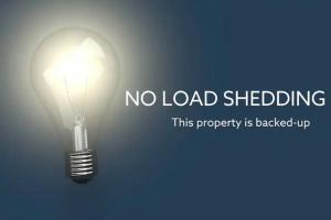 a light bulb with the words no load shedding at Luxurious sandton apartment with Inverter in Sandton