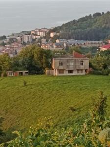 una casa en la cima de un campo verde en Deniz ve Doğa Manzaralı, en Fındıklı