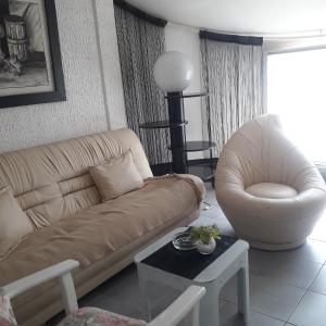 a living room with a couch and a chair at Apartmani Nis in Niš