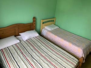 two beds sitting next to each other in a room at Ap Família no Estreito in Florianópolis