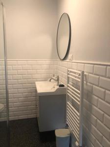 a bathroom with a sink and a mirror on the wall at Apartment Lena in Čižići +15 photos