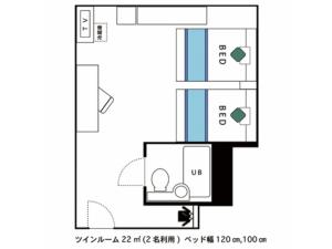 uma planta de uma casa pequena em Hotel AreaOne Sakaiminato Marina - Vacation STAY 81704v em Sakaiminato