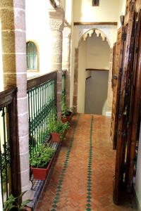 a hallway of a building with potted plants at Dar Aida in Rabat