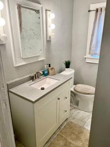a bathroom with a sink and a toilet at Cozy 2 Bedroom Home near Notre Dame in South Bend
