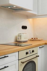 Kuchyň nebo kuchyňský kout v ubytování ISTION ANDROS LUXURY SUITES
