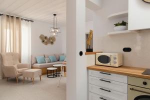 Kuchyň nebo kuchyňský kout v ubytování ISTION ANDROS LUXURY SUITES