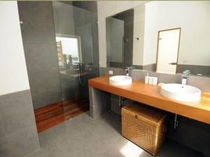 a bathroom with two sinks and a large mirror at Villa Sea Shore SDV184-By Samui Dream Villas in Choeng Mon Beach +13 photos