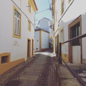an alley in an old town with buildings at o Roxo in Castelo de Vide
