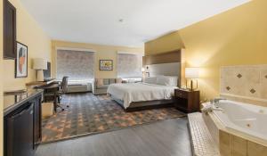 um quarto de hotel com uma cama e uma banheira em Holiday Inn Hotel & Suites Waco Northwest, an IHG Hotel em Bellmead