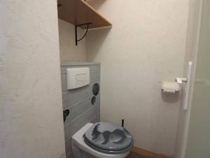 a bathroom with a toilet with a gray seat at Bel appartement 3*** La Bourboule, 6 pers, Wifi inclus - FR-1-608-250 in La Bourboule