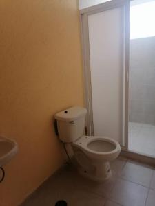 La salle de bains est pourvue de toilettes et d'un lavabo. dans l'établissement Puerto Mar 201, à Acapulco