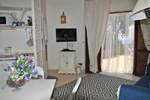 TV a/nebo společenská místnost v ubytování Ancoretta cottage between sea and nature