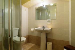 a bathroom with a sink and a toilet and a mirror at Kikka Holiday Home in Xagħra +14 photos