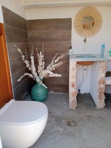 a bathroom with a toilet and a sink at Yurta Bora Bora in L'Ametlla de Mar