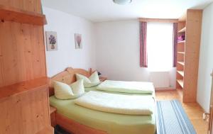 ein kleines Schlafzimmer mit 2 Betten und einem Fenster in der Unterkunft Lenzerhof in Grän