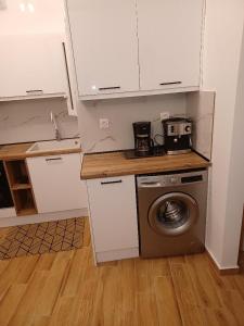 Kuchyň nebo kuchyňský kout v ubytování kirkis apartment