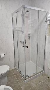 y baño con ducha y aseo. en Seabreeze- Vista Mar-Vivenda Privada-Near Ericeira, en São Pedro da Cadeira