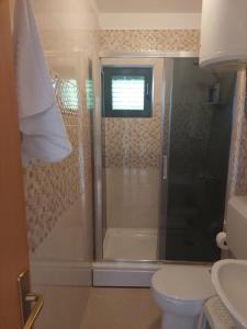 a bathroom with a shower and a toilet at Apartmani Lavanda in Pag