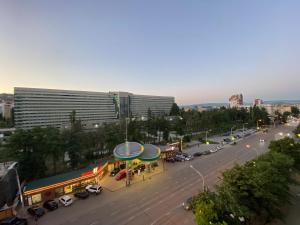 an overhead view of a city with a parking lot at Comfort Home in Tbilisi City