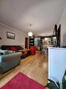 un salon avec un canapé et une table dans l'établissement Ljiljana, à Petrovac na Moru