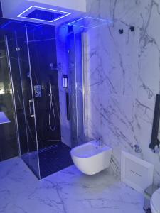 a bathroom with a shower and a sink and a toilet at Lci Deluxe Rooms in San Cataldo