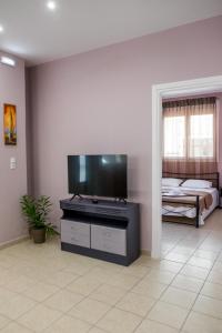 プレベザにあるAktia Apartments, Prevezaのリビングルーム(薄型テレビ、ベッド付)