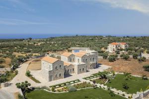 an aerial view of a large house with a yard at Margazi Areopolis Luxury Rooms in Areopolis