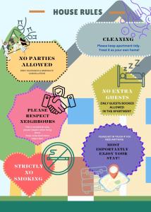 a block diagram of house rules and no parties allowed at Star London Vivian Avenue 1-Bed Hideaway with Garden in Hendon