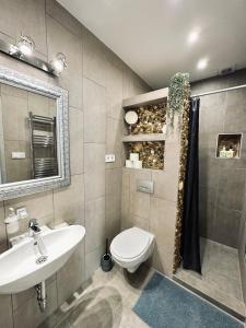 Kúpeľňa v ubytovaní Eklektika Apartman Balatonalmádi
