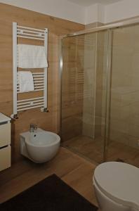 ein Bad mit einer Dusche, einem WC und einem Waschbecken in der Unterkunft CivicoDieci in Locorotondo