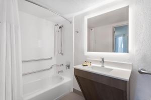 a bathroom with a sink and a tub and a mirror at Wyndham Orlando Resort & Conference Center, Celebration Area in Orlando