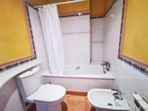 uma casa de banho com um WC, uma banheira e um lavatório. em Exclusivo atico en Salvaterra em Salvatierra de Miño