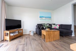 TV a/nebo společenská místnost v ubytování Geiseltalsee Haus am See mit Wallbox